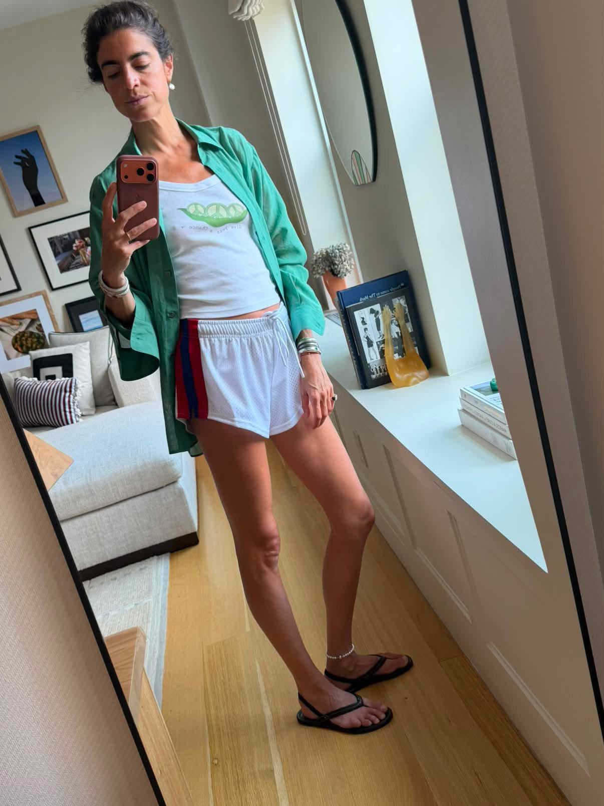 CAFE LEANDRA LAX SHORT SHORTS (WHITE MESH)
